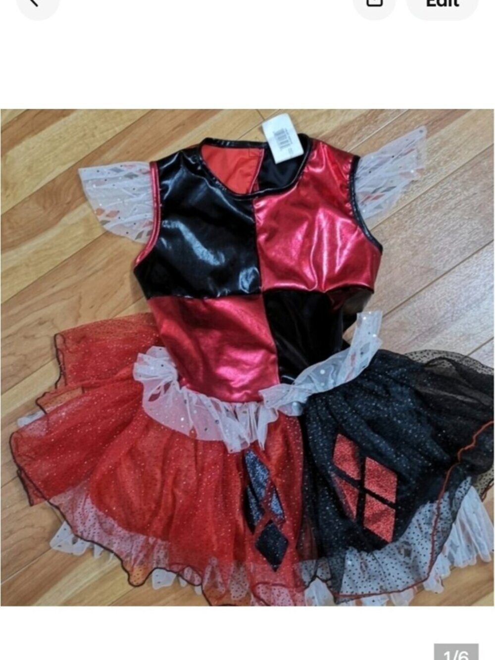 Harley Quinn DC Super Villain Dress Girls Size 7/8 Costume Tutu Dress & tights